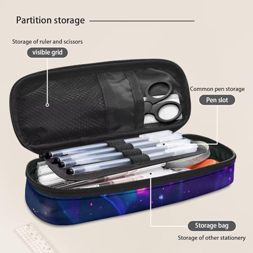 Image of Purple Butterfly Floral Print Pencil Case, Pen Cases Stationery Pouch Storage Bag Desk Organizer for Back to School Supplies