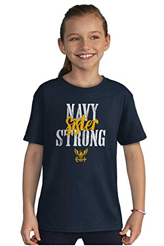 Brisco Brands US Navy Strong Sister Anchor Logo Girls Kids T Shirt Tees4