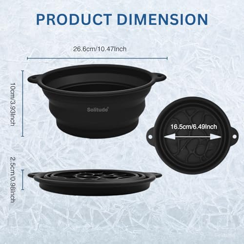 Image of Solitude Collapsible Silicone Ice Facial Bowl with Built-in Ice Tray | BPA-Free Ice Face Bath for Skin Care, Pore Tightening & Acne Relief Reusable Portable Spa for Home & Travel Beauty Tool (Black)