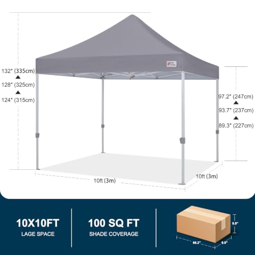 Image of MASTERCANOPY 10x10 Heavy Duty Pop Up Canopy Tent with Roller Bag(Grey)