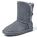 Shenduo Zapatos Invierno - Botas de Nieve de piel oveja con lana interno antideslizantes con botón para Mujer DV5803 Gris 39