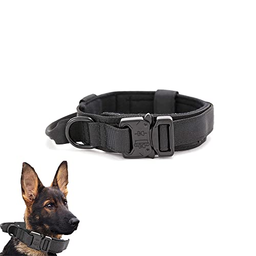 BDHI 1pc Tactical Dog Collar Collar de perro para perros grandes con mango de nylon de entrenamiento resistente Collar de perro para pastor alemán L negro (Y132-L) Cover