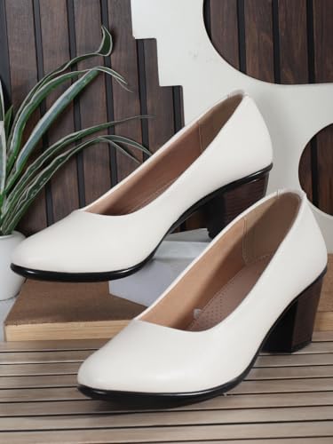 Image of Carlton London Women Comfortable Block Heel Pointed Toe Slip On Fashion Shoes for Daily use, Office use, Casual use
