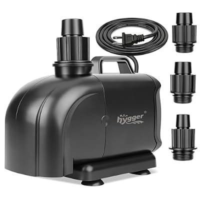 hygger 2-in-1 1585GPH Submersible Pump 105W,Side and Bottom Suction Fountain Water Pump with 15.8ft High Lift,Water Change with 4 Interchangeable Nozzles for Aquarium, Fish Tank, Hydroponics,Pond