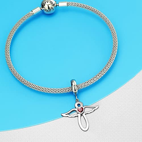 Phocksin January Birthstone Charms For Bracelets Women Girls Cute Infinity Angel Wing Bead Charm Jewelry Dark Red Cz #TOP3