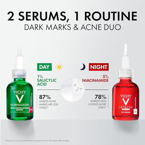 Vichy LiftActiv B3 Serum 5% Niacinamide + Glycolic Acid + Tranexamic Acid + Peptides, Fades Dark Spots & Smooths Wrinkles In 8 Weeks, Discoloration Correcting Serum, Alcohol Free