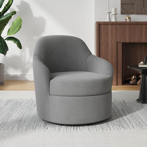 Sillón Giratorio Redondo Gris Polar Fleece miniatura 1