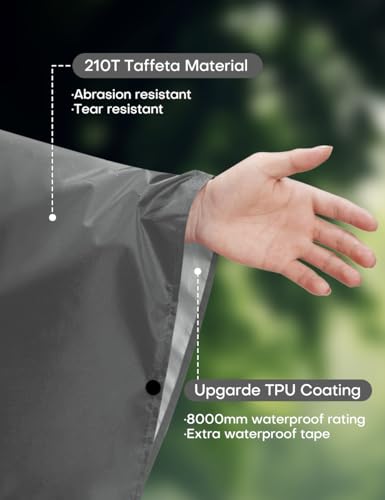Beesgarden Leichter Wasserdichter Regenponcho mit TPU-Beschichtung, 8000mm Wasserdichte Bewertung, Damen Herren Tragbares Atmungsaktiver Wiederverwendbar Regenjacken für Wandern Angeln Fahrrad Camping