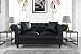 Divano Roma Furniture Classic Living Room Bonded Leather Scroll Arm Chesterfield Loveseat (Black)