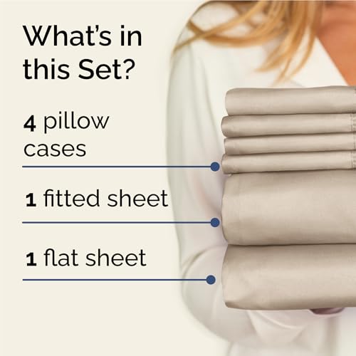 Image of Full 6 Piece Bed Sheet Set - Comfy, Breathable & Cooling Sheets - Cream