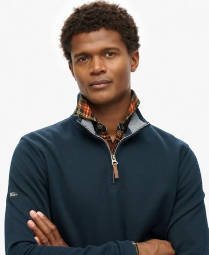Superdry Para Hombre. M2014078A Sudadera De Piqué Con Media Marino (L), Casual, AlgodóN, Manga Larga - 3