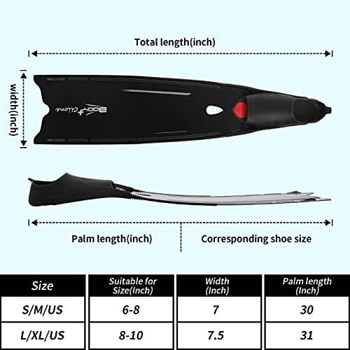 Long Angled-Blade Full Foot Fins, Spearfishing And Freediving Fin Scuba Swim Dive Booster (5.5-6.5, Black-B) #TOP6