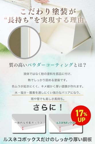 [ルスネコボックス] 宅配ボックス 防水 屋外 大容量 複数受け取り ダイヤルキー 戸建て用 置き配ボックス (ダークグリーン) 3枚目