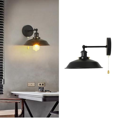 Lámparas de Pared Negro Metal E27 con Acabado Industrial Retro de Alta Resistencia