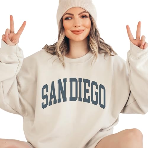 San Diego City Sweatshirt, California State Pullover, Vintage Aesthetic Varsity, Trendy Gift For Him or Her, Unisex Crewneck Sweatshirt Sand