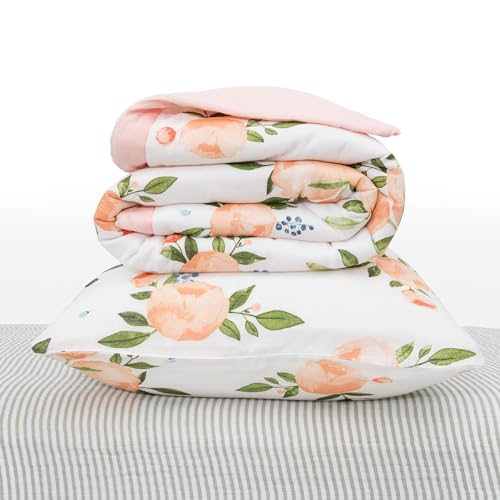 Image of Little Unicorn Toddler Bedding 3-Piece Set | Includes Comforter, Crib Sheet & Pillowcase | Soft & Breathable Muslin Fabric | for Convertible Cribs & Toddler Beds (Watercolor Roses Grande)