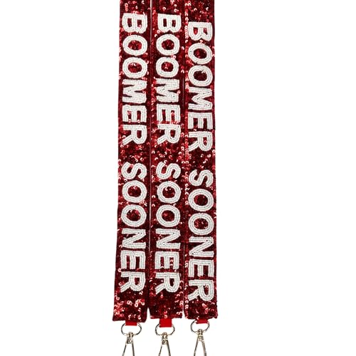 Lashicorn Sequin Purse Strap Oklahoma Crimson College Game Day Clear Handbag Replacement Strap Stadium Football University 49” Gold Hardware Clips4