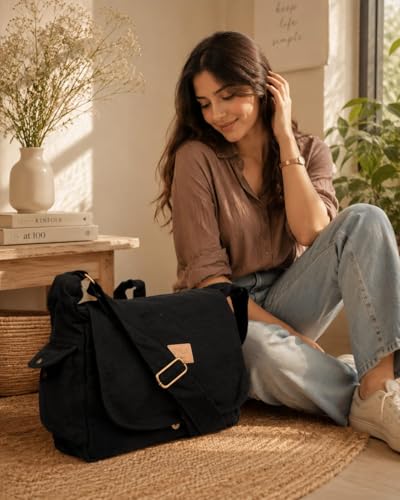 Image of ROUGH CANVAS COTTON MESSENGER BAG /BRASS ZIPPER CLOSURE /HANDMADE /ANTIQUE /VINTAGE /ECO LOVELY /UNISEX /SUSTAINABLE /HIGHLY DURABLE /WASHABLE /NATURAL
