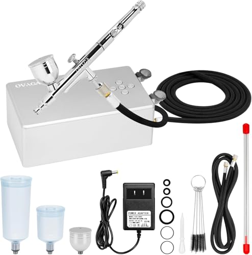 Ovaga 55 PSI Ultra-Leise Airbrush-Set, Dual-Action-Multifunktions-Airbrush-Set mit Kompressor zum Malen, tragbares Airbrush-Set für Tortendekoration, Make-up-Kunst, Nageldesign, Modell-Tätowierung Ovaga 55 PSI Ultra-Leise Airbrush-Set, Dual-Action-Multifunktions-Airbrush-Set mit Kompressor zum Malen, tragbares Airbrush-Set für Tortendekoration, Make-up-Kunst, Nageldesign, Modell-Tätowierung