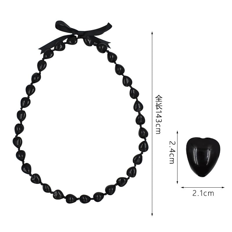 Class of 2024 Graduation Ribbon Lei Kukui Nuts Lei Necklace Chunky Black Hawaiian Bow Necklace Compass Necklace for Women Braided Necklaces For High School College Imitation Kukui Nuts Necklaces2