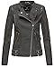 Produktbild Marikoo Damen Kunstleder Jacke Bikerjacke Übergang Frühling Herbst NEU Akikoo (XX-Large, Schwarz)