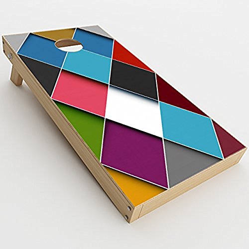 Skin Decal Vinyl Wrap for Cornhole Game Board Bag Toss/Colorful Geometry Pattern