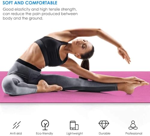 Image of 4MM Thick, Light Weight with Anti-Slip Dual Side Embossed Yoga Mat For Men and Women (Pink, 4 MM)
