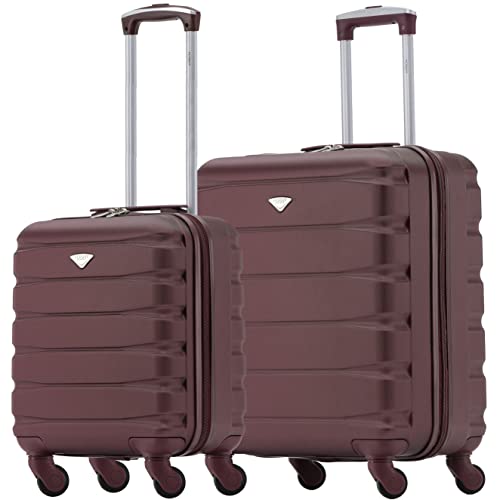 Flight Knight Suitcase Set of 2 Lightweight 4 Wheel ABS Hard Case Cabin Carry On Hand Luggage - easyJet Maximum Size for Overhead Cabin & Under Seat Carry-On - 45x36x20cm & 56x45x25cm