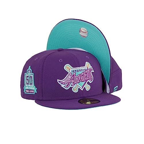 Anaheim Angels 59Fifty Rare Grape Soda Fitted Hat with Teal Under Brim Baseball Hat (US, Numeric, 8, Purple)