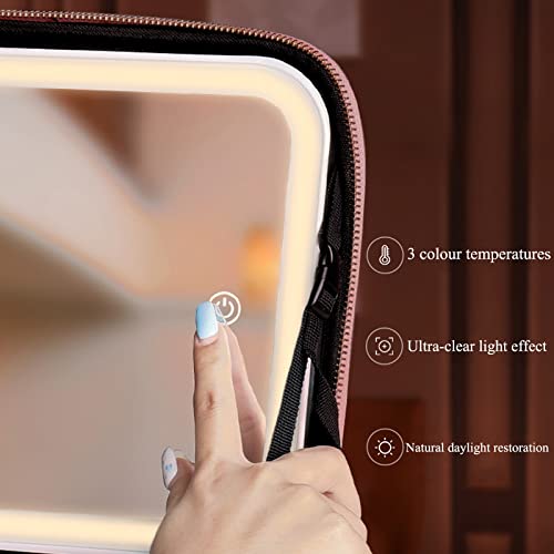 Mallette maquillage LED avec lumière miroir et compartiments ajustables - 3