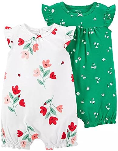 Carter's Baby Girls' 2-Pack Romper (Cute N Colorful, 6 Months)