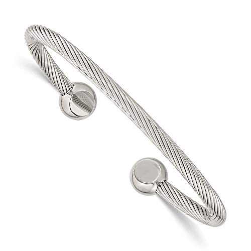 Stainless Steel Men's Cuff Bangle Bracelet (Width = 4mm)