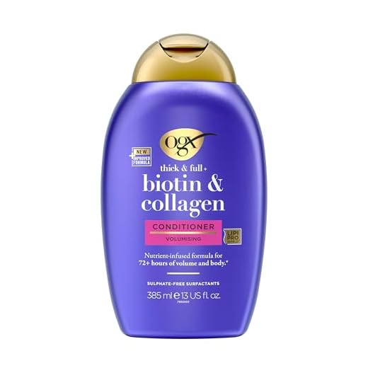 OGX Biotin & Collagen Conditioner (385 ml), reichhaltige Haarspülung für 72h+ Volumen & Fülle mit Biotin & Kollagen, Haarpflege Volumen Spülung für feines & dünnes Haar mit LipiPro Shield Technologie