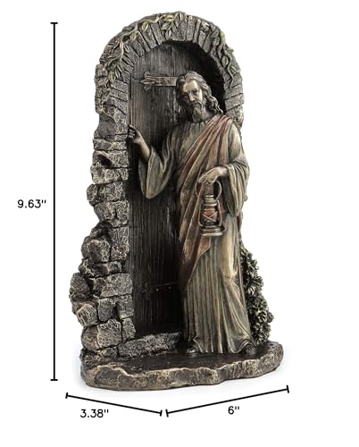Estatua de Jesús en la puerta 9 5/8" acabado bronce miniatura 3