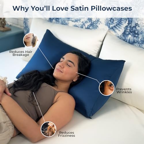 Image of SEEVO 400 TC Luxurious Satin Silk Pillow Covers /Pillowcases with Envelope Closure, Soft Comfortable Protects Hair and Skin - 17 inch x 27 inch - Set of 2 (Maroon)