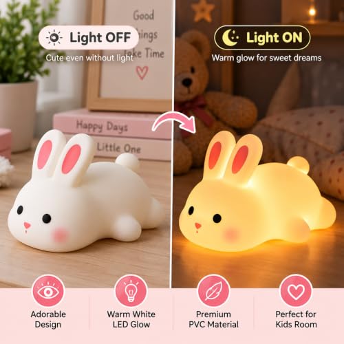 Image of Naughty Bunny Night Light Lamp Battery Operated Table and Desk Decorations Gift Pandas (Naughty Bunny)