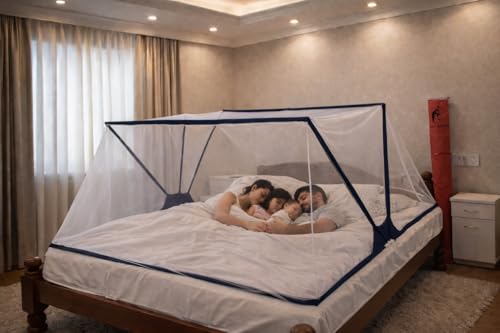 Image of Happy Penguin Mosquito Net [Foldable] Easy Setup | Lightweight Cotton, Portable & Ideal for Home & Travel | Strong & Breathable | Suitable for Single Bed [3x6.5]