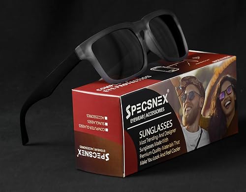 SPECSNEX® NexGen Men's Sunglasses Rubber Coated Polarized UV Protection Driving Riding Sunglasses Stylish Anti-Reflective Sunglasses (NEX-CPGRY, Gray), Black, M, blackone, M2