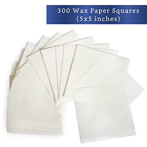 Wax Paper Candy Wrappers for Caramels (300 Pcs 5x5 in) - Wax Paper Sheets for Candy - Caramel Wrappers Nonstick - Pre Cut Parchment Squares - Taffy Wrappers - Hamburger Patty Squares