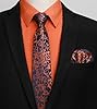 HISDERN Men's Orange Shirts Long Sleeve Smart Formal Plain Dress Shirt and Tie Set Business Casual Wedding Regular Fit 4XL #5