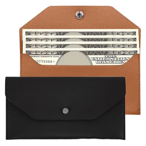 KIRZAX 2 enveloppe en Cuir pour Argent,Portefeuille D'enveloppe De Trésorerie, Pochette Billet de Banque,Portefeuille rétro,Enveloppe Imperméable et...