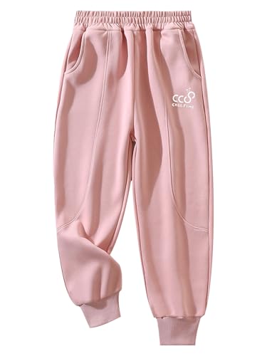 Hansber Kids Girls Boys Active Fleece Jogger Pants Casual Elastic Waistband Trousers Running Sweatpants