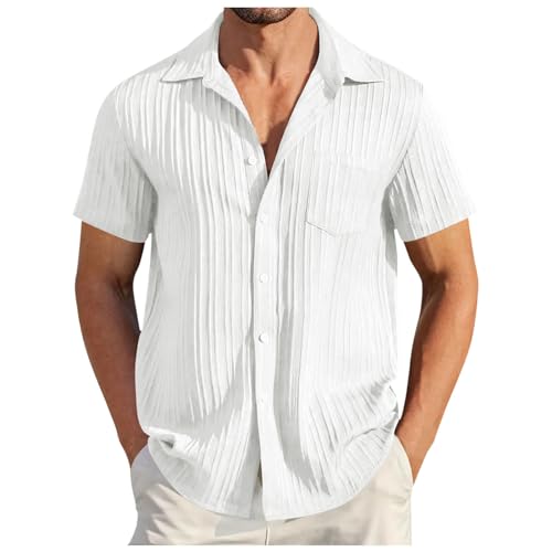 Camisa de manga corta para hombre, camisa hawaiana, camisa de guayabera, camisa de ocio, cuello cuba, camisa de verano, camisa hawaiana, camisa de playa, camisa elástica, camiseta monocromática