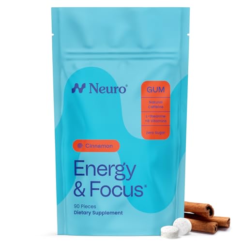 Image of Neuro Energy & Focus Gum - Caffeine Gum with 40mg Natural Caffeine & L-Theanine - Nootropic Energy Supplement with B Vitamins - Sugar Free, Vegan - Cinnamon, 90ct