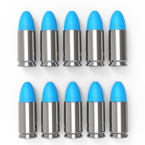 FIREGOWIN Pro 9mm Dummy Rounds – Training Snap Caps, Reusable Dry Fire Training Round with Rubber Primers (Blue 10-Pack)