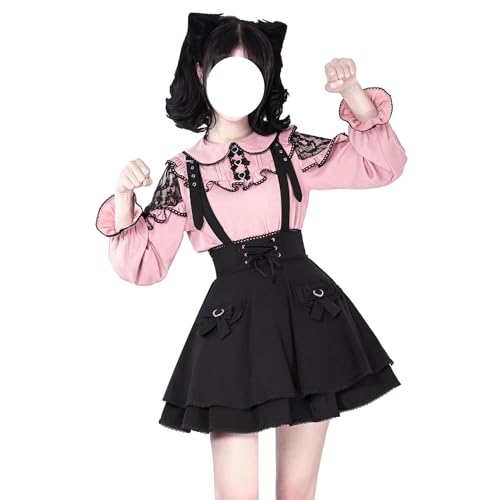 Cuteighteen Minifalda gótica para adolescentes de cintura alta Y2K linda encaje...