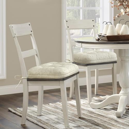 Shinnwa Dining Chair Cushions Set of 4, Dual-Layer Memory Foam Kitchen Chair Cushions, Patented Design Seat Pads with Ties, 16.5 x 16.5 x 3.5in, 4 Pack, Ivory