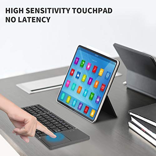 Achort Foldable Bluetooth Keyboard, Tri- Folding Portable Wireless Keyboard With Touchpad, Usb Rechargable Bt Wireless Keyboard For Android, Windows System Laptop Tablet Smartphone Device(Gray) #TOP7