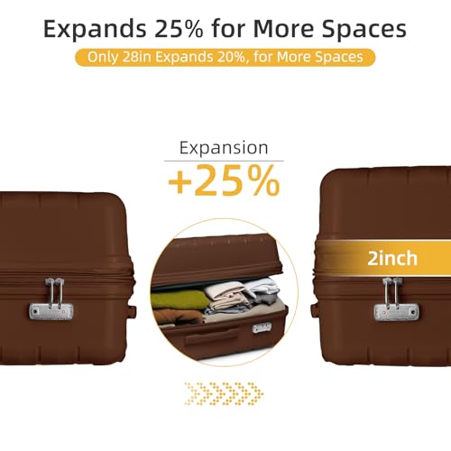 Image of LARVENDER Luggage Sets 5 Piece, Expandable (28Inch) Suitcases with Wheels | Hardside PP Luggage Set for Women Men with Duffel Bag, Checked Luggage, Carry On Luggage, TSA Lock, Maple