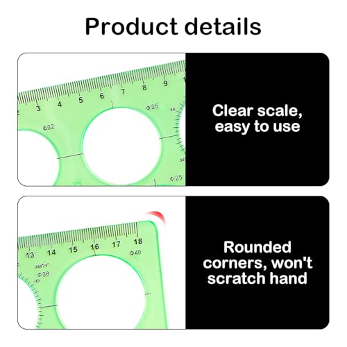 Ymapinc Circle Template for Drawing Drafting Geometric Stencils for Painting Circle/Geometric Drawing Templates Plastic Transparent Geometry Tool for School Office Supplies - Image 3